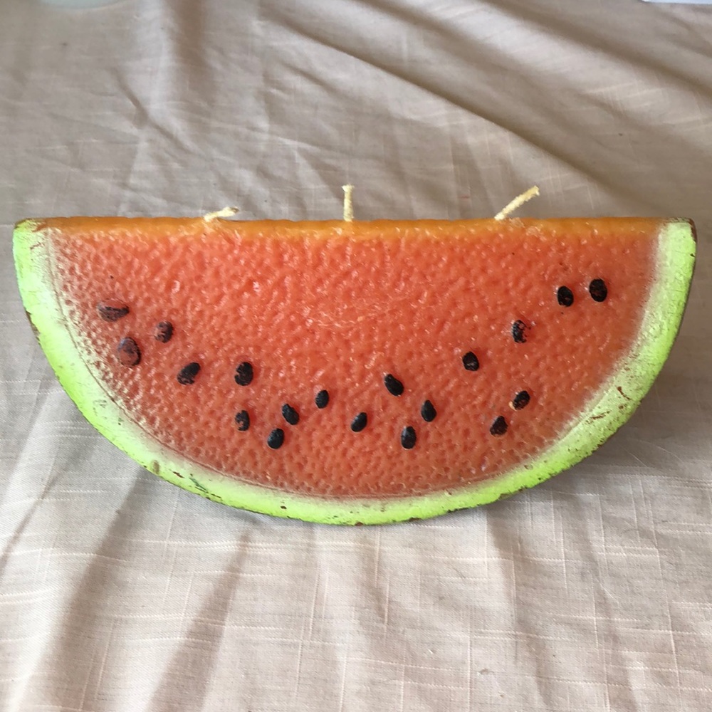 Vintage Figural Watermelon Candle Three Wicks